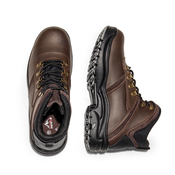 Men's Quality Leather Waterproof Hiking Boots - DARK BROWN - 6